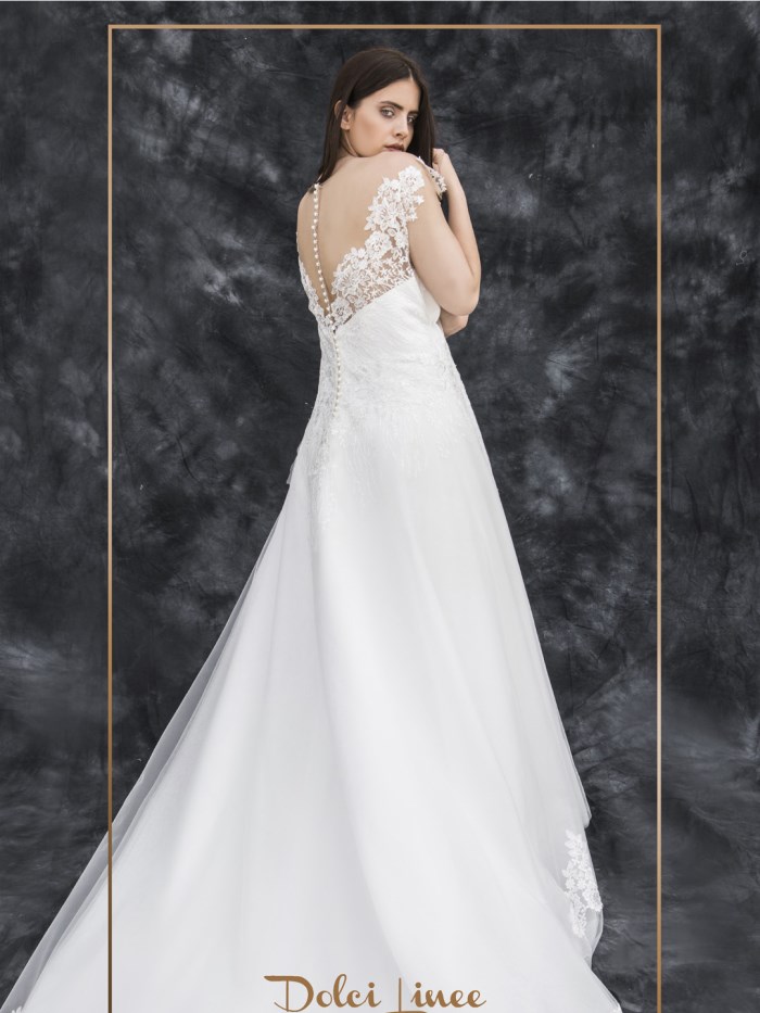 A-line dress in tulle and embroidered lace - LX 065 